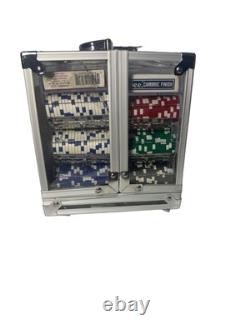 New 600 Poker Chips Set, Cards with Acrylic Case Texas Poker- One Deck Luxor