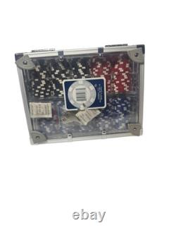 New 600 Poker Chips Set, Cards with Acrylic Case Texas Poker- One Deck Luxor