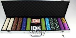 New 600 Rock & Roll Poker Chips Set with Aluminum Case Pick Denominations