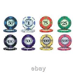 New 600 Scroll Ceramic Poker Chips Set with Aluminum Case Pick Denominations