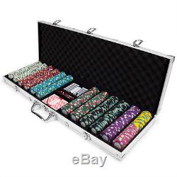 New 600 Showdown 13.5g Clay Poker Chips Set with Aluminum Case Pick Chips