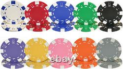 New 600 Striped Dice 11.5g Clay Poker Chips Set with Aluminum Case Pick Chips
