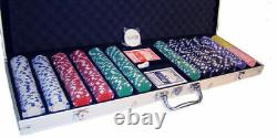 New 600 Striped Dice 11.5g Clay Poker Chips Set with Aluminum Case Pick Chips