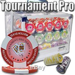 New 600 Tournament Pro 11.5g Clay Poker Chips Set with Acrylic Case Pick Chips