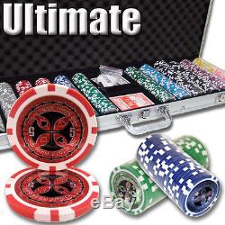 New 600 Ultimate 14g Clay Poker Chips Set with Aluminum Case Pick Chips
