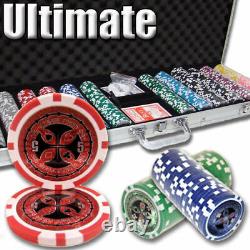 New 600 Ultimate Poker Chips Set with Aluminum Case Pick Denominations