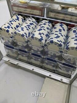 New 600 Vegas 12g Clay Poker Chips Set with Acrylic Case Mostly Sealed