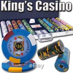 New 750 Kings Casino 14g Clay Poker Chips Set with Aluminum Case Pick Chips