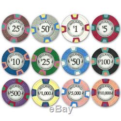 New 750 Milano 10g Clay Poker Chips Set with Aluminum Case Pick Chips