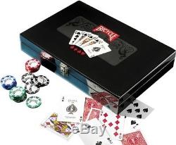 New Bicycle Masters 300 8-Gram Clay Composite Poker Chip Set in Black Lacqer Box