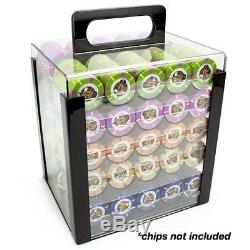New Heavyweight Poker Chips Set Of 1000 In Acrylic Case Trays Game Card Casino