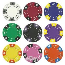 New Holdem Poker Chip Set 500 Count Ace King Suited 14g Walnut Case Cards Dice