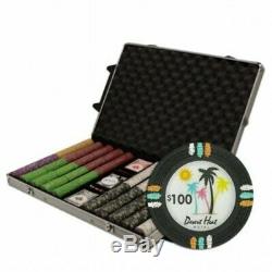 New Poker Chip Set 500 Count 13.5g Claysmith Desert Heat Black Aluminum Case