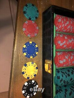 New Poker Chip Set in Leather Case. Very Heavy