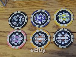 Nice Set of 1000 Ace Casino Poker Chips with Acrylic Case and Racks