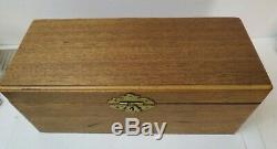 Nice Vintage Mahogany Wood Box & Trays Bakelite Poker Chips Gaming Set