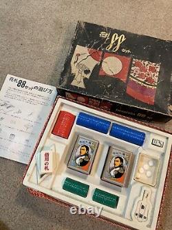 Nintendo 1970s Vintage Very Rare Hanafuda 88 Card Game Set W Box Poker Chip NEW