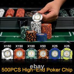 Nmroim14 Gram Clay Poker Chips Set 500PCS Casino Class Chips Set 500Pcs