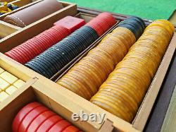 OLD Bakelite / Catalin Game Set 220+ Pieces Backgammon, Poker Chips & More
