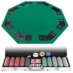 Octagon Shaped 8 Players Green Poker Table withBag+500 Chips Poker Dice Chip Set