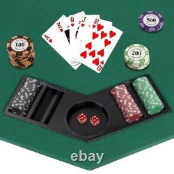 Octagon Shaped 8 Players Green Poker Table withBag+500 Chips Poker Dice Chip Set