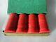 Original 1940s Set of 100 Catalin Marbleized Swirl Bakelite Poker Chips Red