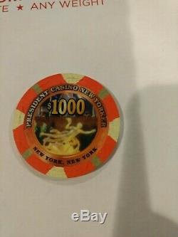 PAULSON PRESIDENT CASINO NEW YORKER PNY SAMPLE CHIP SET with $1000 sec Chip