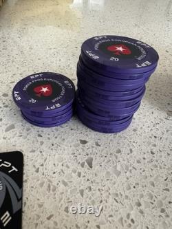 POKERSTARS EPT Ceramic Poker Chip Set with Plaques and Oversized Chips Rare