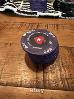 POKERSTARS EPT Ceramic Poker Chip Set with Plaques and Oversized Chips Rare