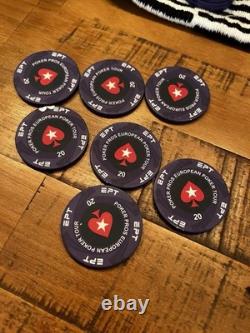 POKERSTARS EPT Ceramic Poker Chip Set with Plaques and Oversized Chips Rare