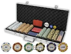 PROFESSIONAL MC Poker Chips Set 500 Piece Clay 14 Gram With Values & Case Holder