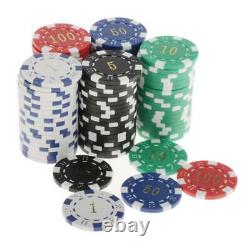 Pack of 100 Chips Texas Hold'Em Poker Chip Set Casino Cards Game Token 4cm