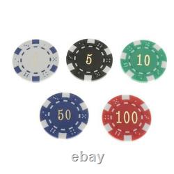 Pack of 100 Chips Texas Hold'Em Poker Chip Set Casino Cards Game Token 4cm