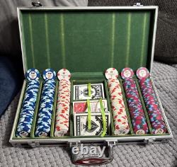 Paulson Pharaoh's Poker Chips COMPLETE BOX SET 50x25c, $1, $5 Red White Blue Mint