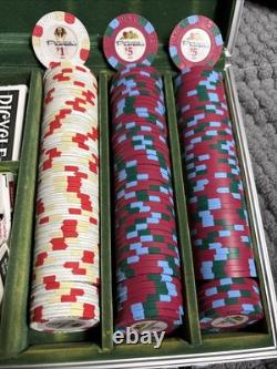 Paulson Pharaoh's Poker Chips COMPLETE BOX SET 50x25c, $1, $5 Red White Blue Mint