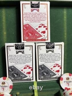Paulson Pharaoh's Poker Chips COMPLETE BOX SET 50x25c, $1, $5 Red White Blue Mint