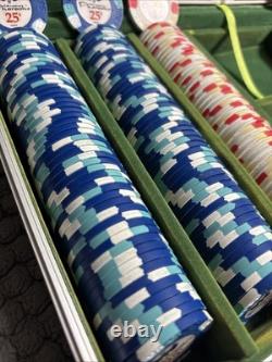 Paulson Pharaoh's Poker Chips COMPLETE BOX SET 50x25c, $1, $5 Red White Blue Mint