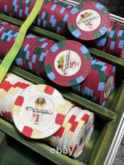 Paulson Pharaoh's Poker Chips COMPLETE BOX SET 50x25c, $1, $5 Red White Blue Mint
