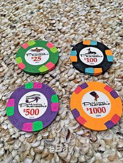 Paulson Pharaoh's Top Hat and Cane Tournament Set 500+ Chips In Excellent Cond