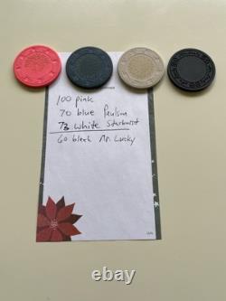Paulson Starburst and Mr. Lucky Poker Chip Set w Case Colorful Clay Vegas Casino