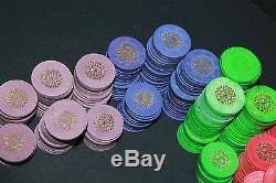 Paulson Top Hat & Cane Poker Chips Starburst Imprint Hot Stamp Set 583 Las Vegas