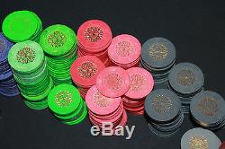 Paulson Top Hat & Cane Poker Chips Starburst Imprint Hot Stamp Set 583 Las Vegas