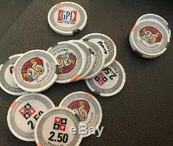 Paulson poker chip set GPI Shuffle Master $2.50 $5 $25 Top Hat & Cane Casino