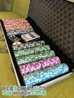 Personalised Poker Chips Set Xmas Gift 500 chips with case Fathers Day Gift