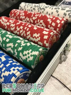 Personalised Poker Chips Set Xmas Gift 500 chips with case Fathers Day Gift