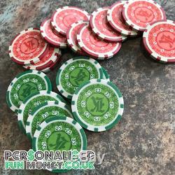 Personalised Poker Chips Set Xmas Gift 500 chips with case Fathers Day Gift