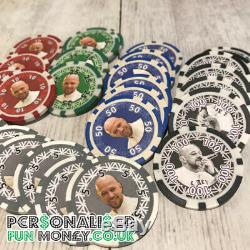 Personalised Poker Chips Set Xmas Gift 500 chips with case Fathers Day Gift