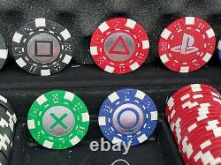 PlayStation Logo Texas Hold'Em 200 Poker Chip Set Rare Unique Sealed GREAT GIFT