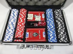 Poker/Card Set 2 Decks, 200 Professional Chips, 5 Dice in Metal Carrying Case