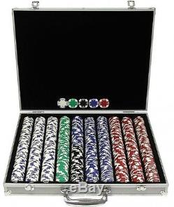 Poker Chip Set 1000 Texas Hold Em Chips Case Aluminum Holdem Trademark Holder